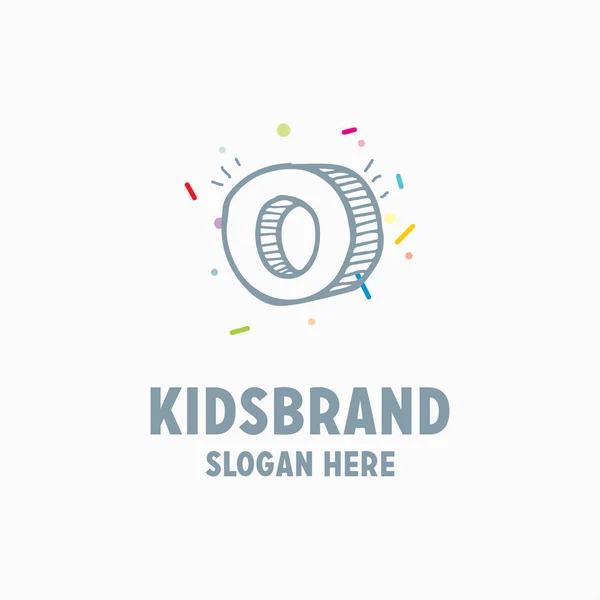 Modello logo per bambini con lettera maiuscola O — Vettoriale Stock