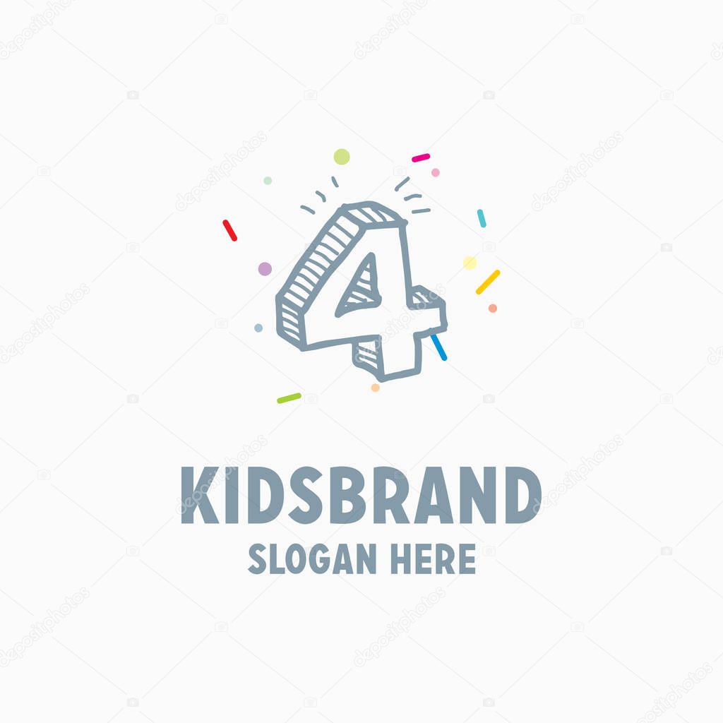kids logo template with number four