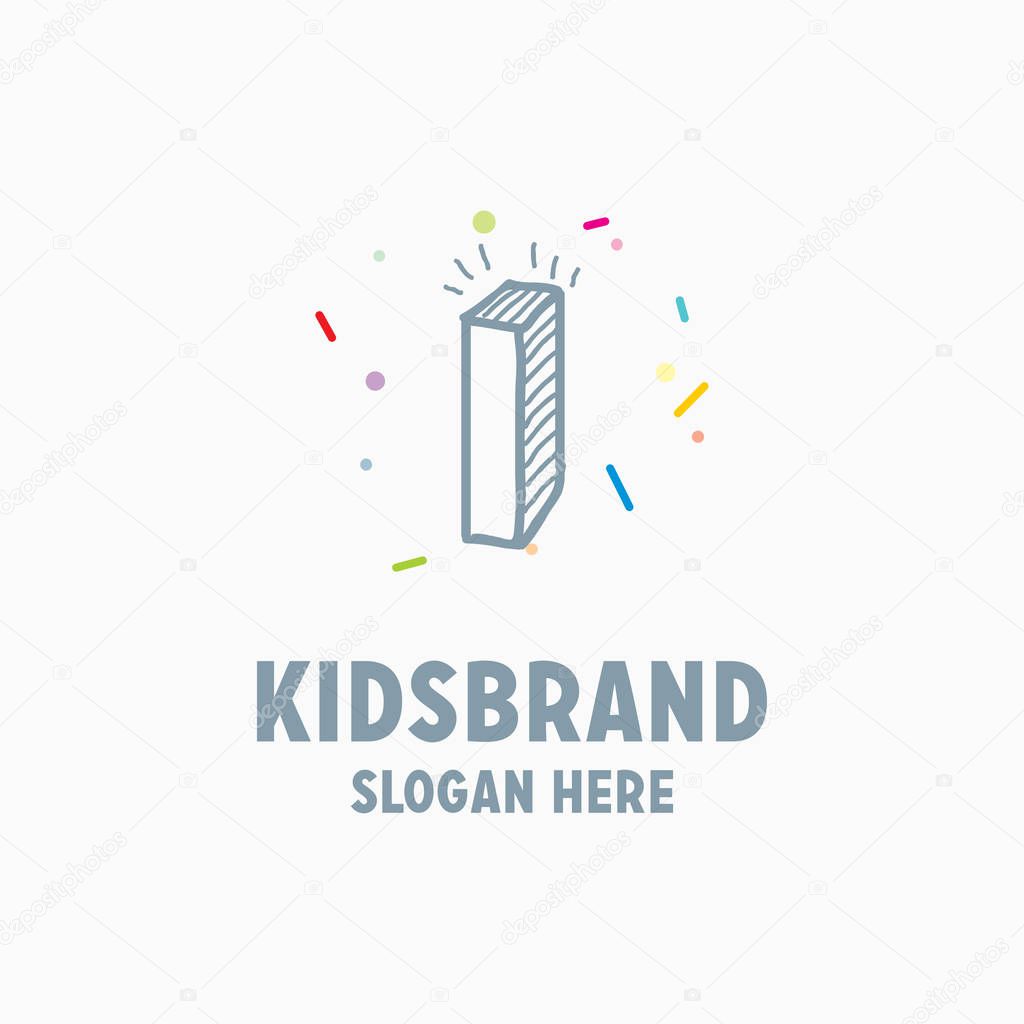 Kids logo template with letter I for posters and school projects