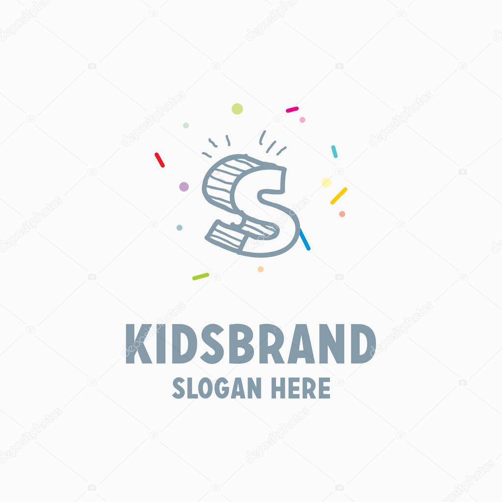 kids logo template with letter s