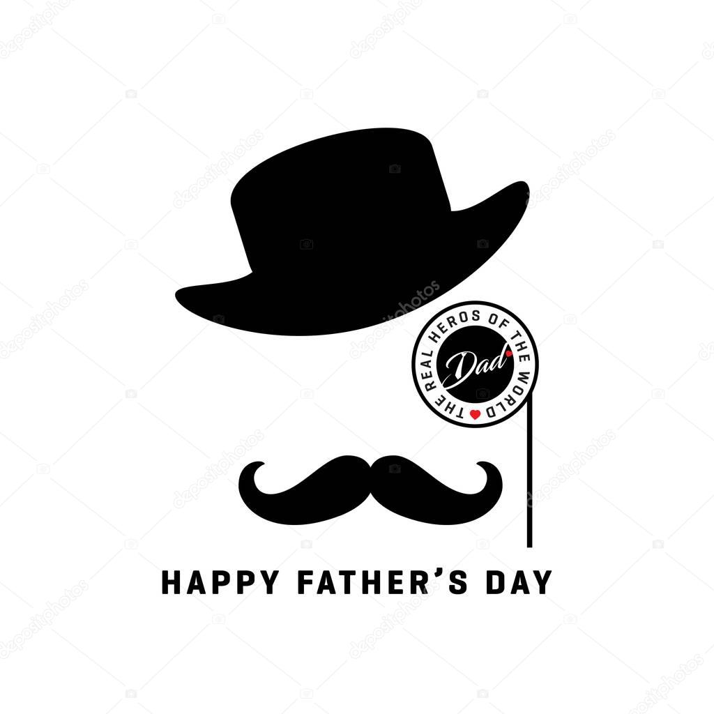 Flyer design for Fathers Day with Mustaches and hat, vector, illustration