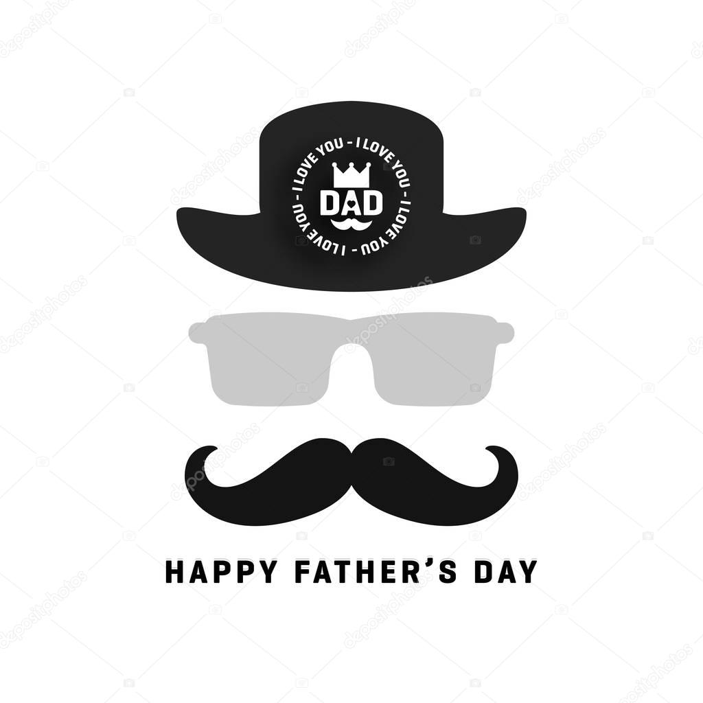 Flyer design for Fathers Day with Mustaches and hat, vector, illustration