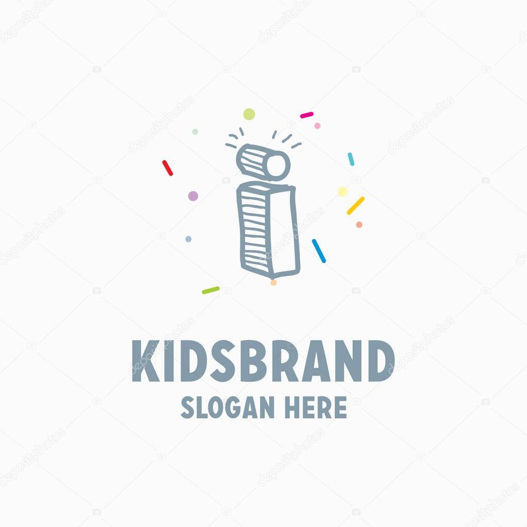 Kids logo template with letter i for posters and school projects