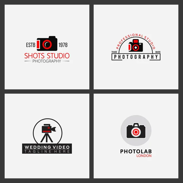 Set van zwart en rood pictogrammen voor fotograaf — Stockvector