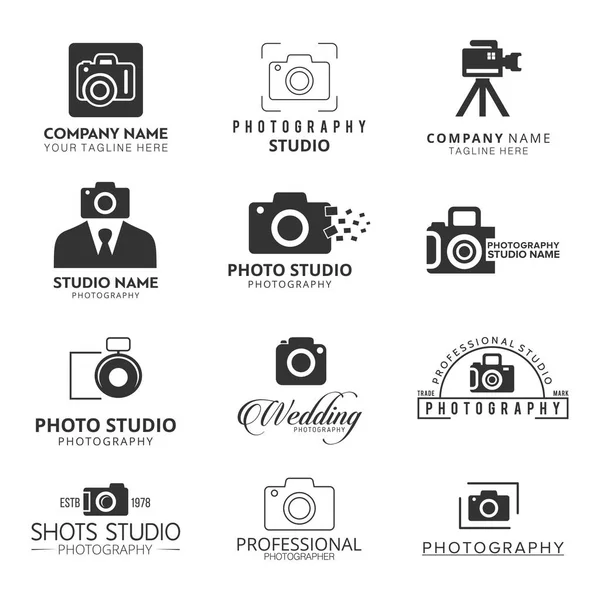 カメラ フラット ロゴのセット — ストックベクタ