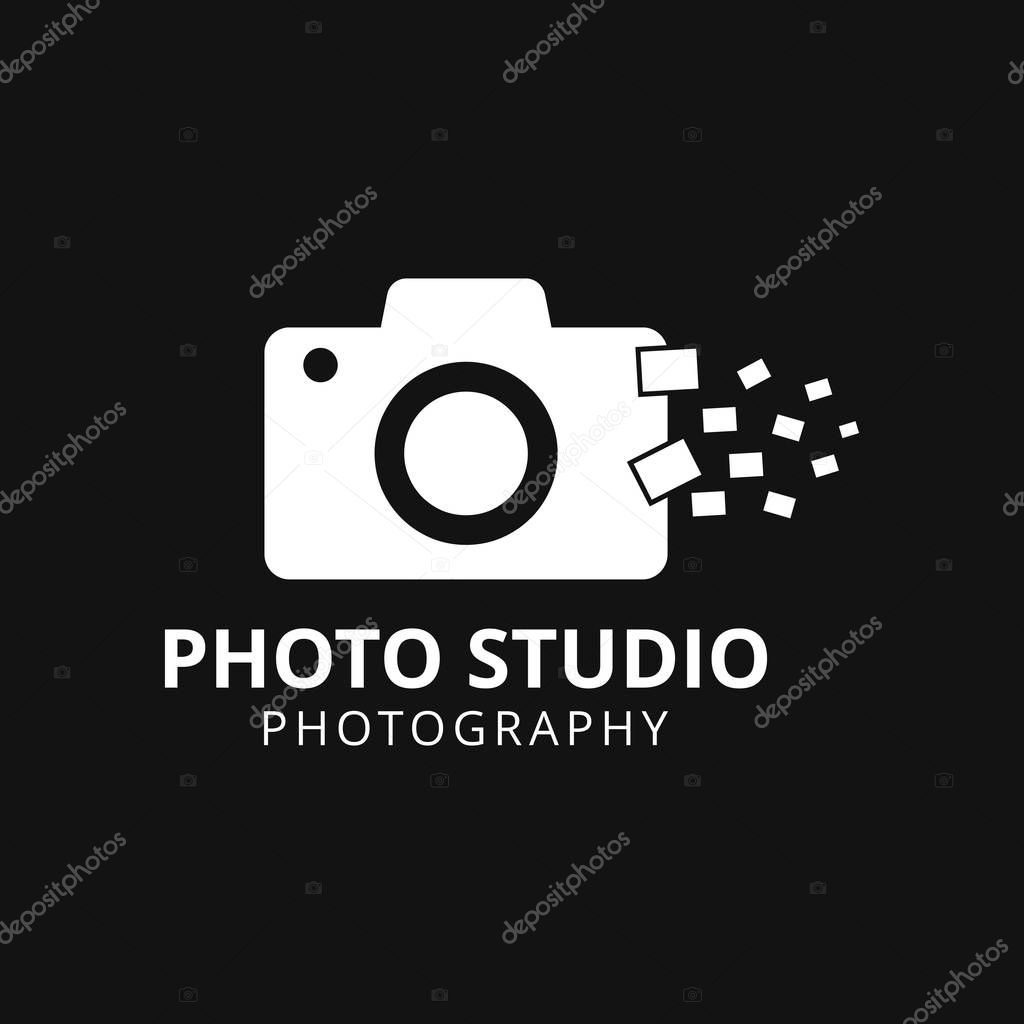Camera flat logo, vector, illustration
