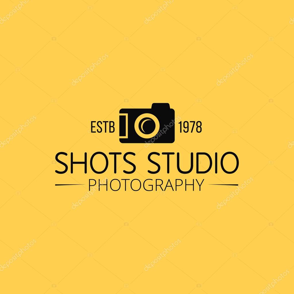 Black camera logo for Photographer on Yellow Background