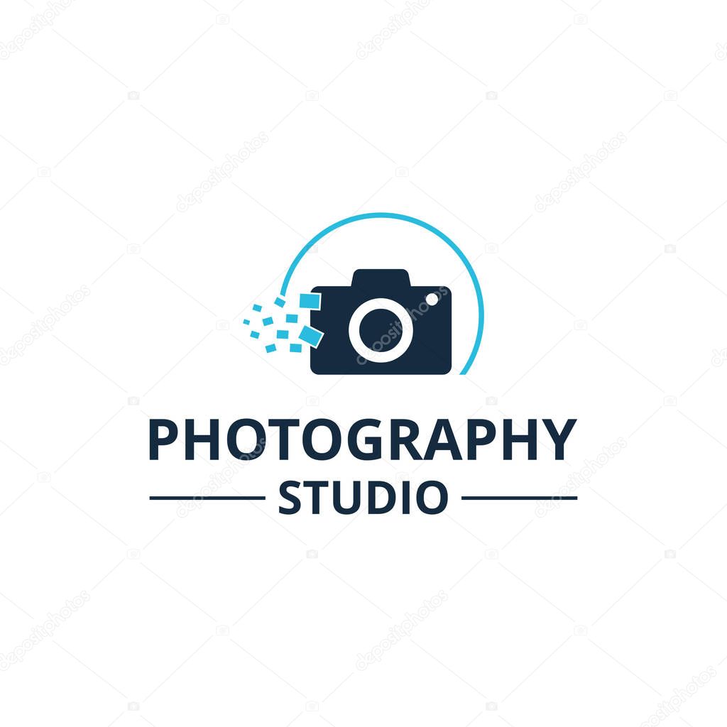 Camera flat logo, vector, illustration