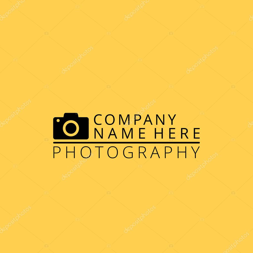 Black camera logo for Photographer on Yellow Background