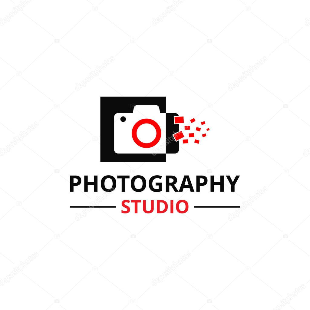 Camera flat logo, vector, illustration