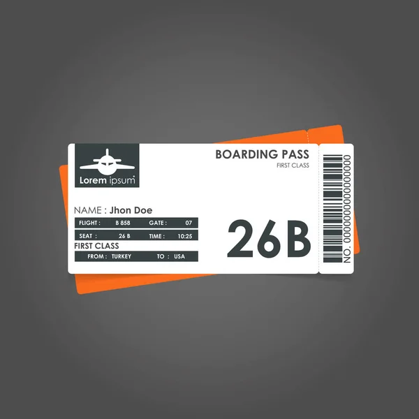 White and orange boarding pass — Stock Vector