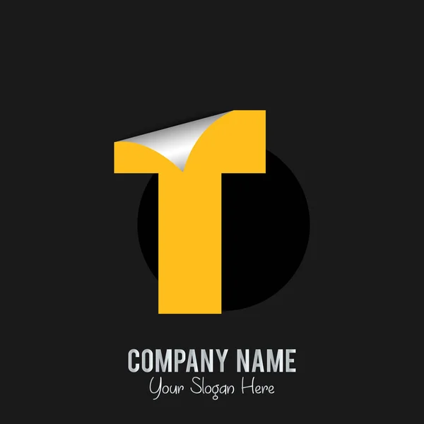 Logotipo com letra amarela T — Vetor de Stock