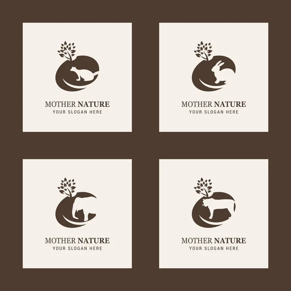 Animals logos with lettering Mother Nature