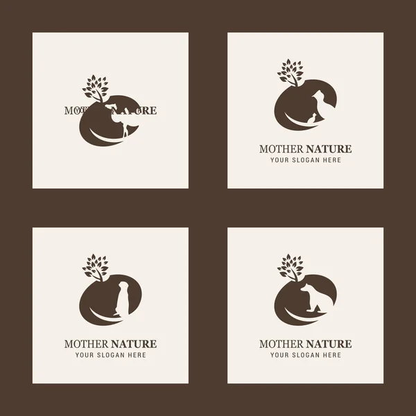 Logotipos animales con letras Madre Naturaleza — Vector de stock