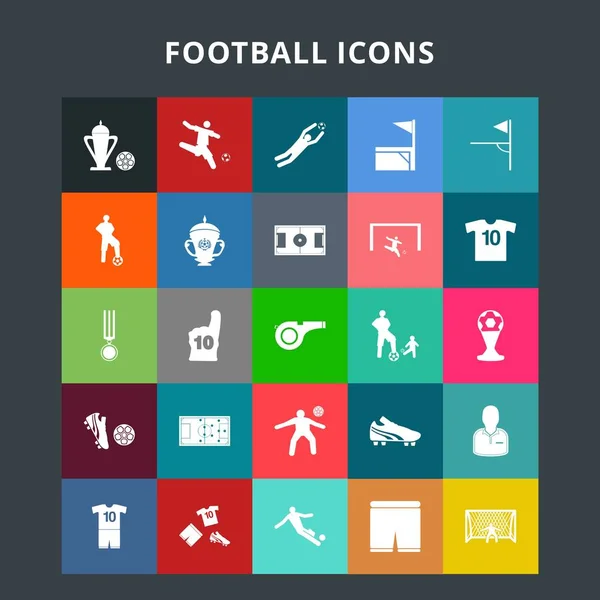 Calcio piatto icone — Vettoriale Stock