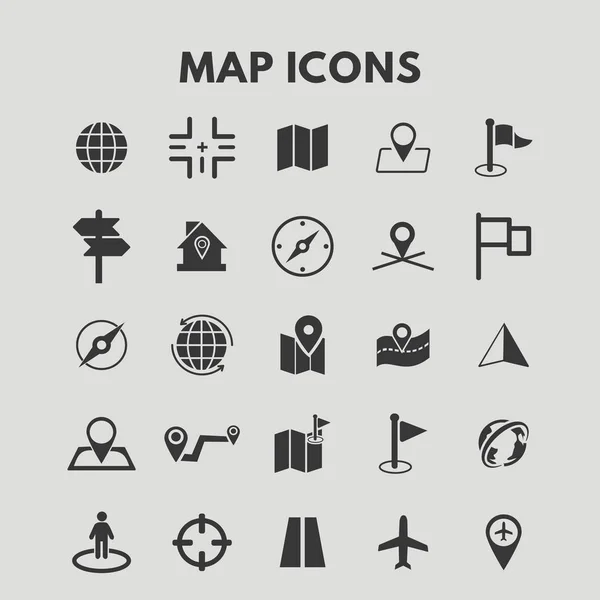 Mapa conjunto de ícones — Vetor de Stock