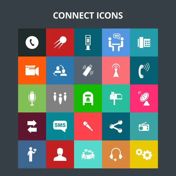 Conectar iconos planos — Vector de stock