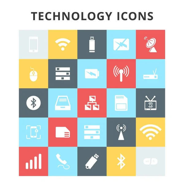 Tecnología iconos planos — Archivo Imágenes Vectoriales