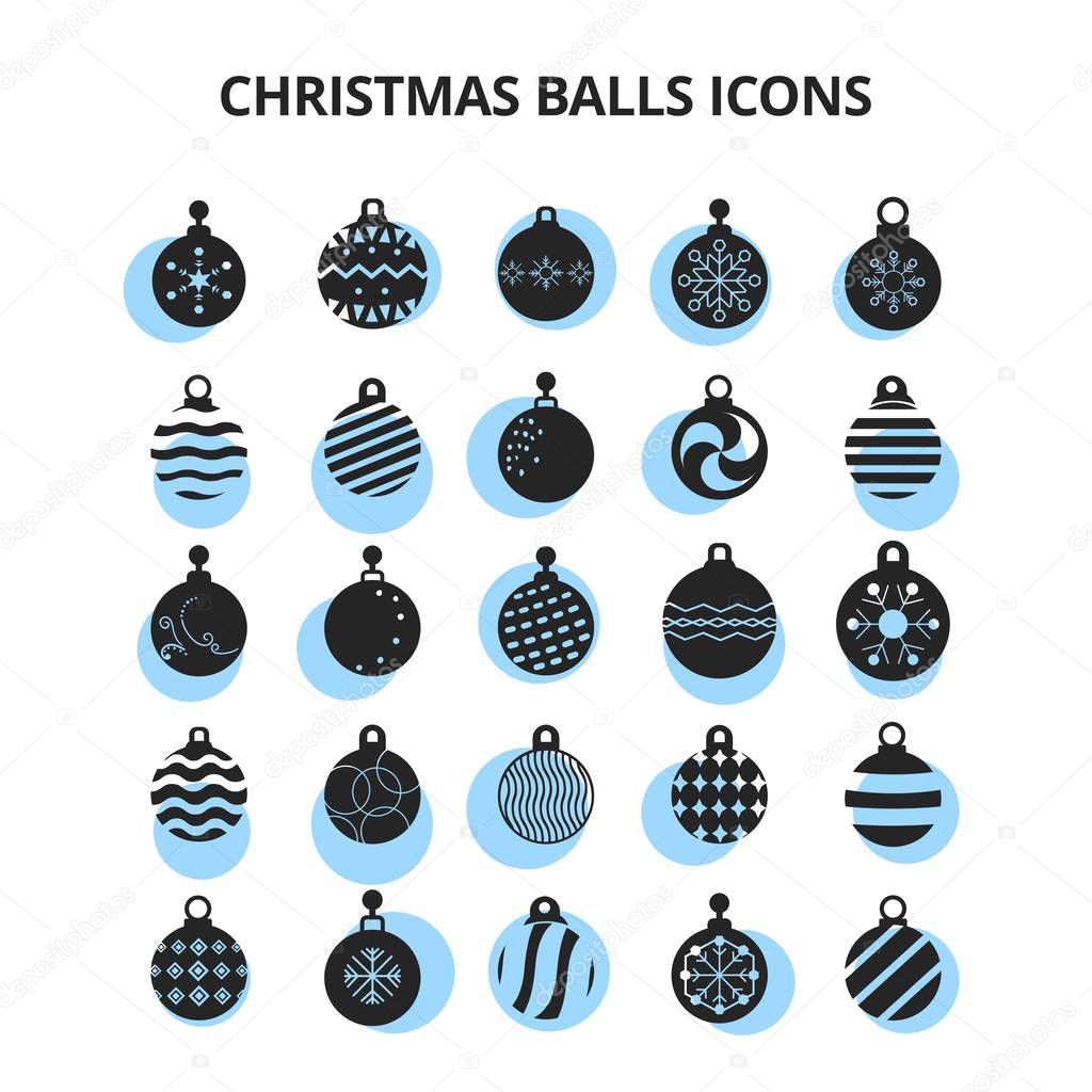 set of Christmas balls icons