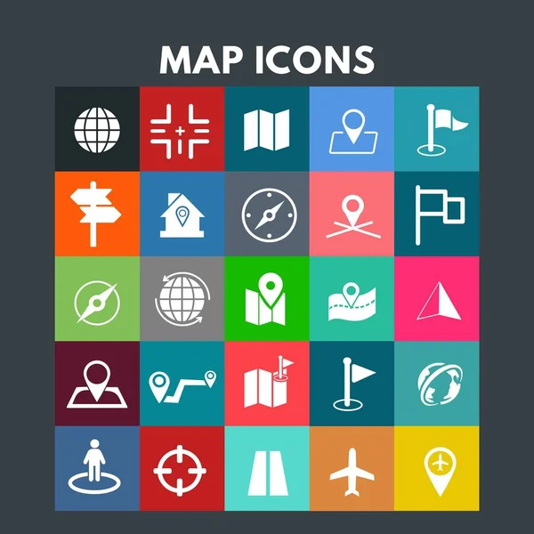 Conjunto de ícones do mapa — Vetor de Stock