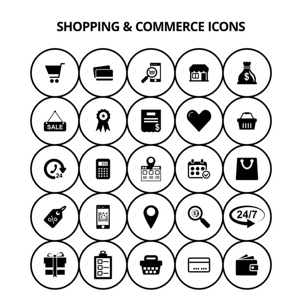 Iconos de compras y comercio — Archivo Imágenes Vectoriales