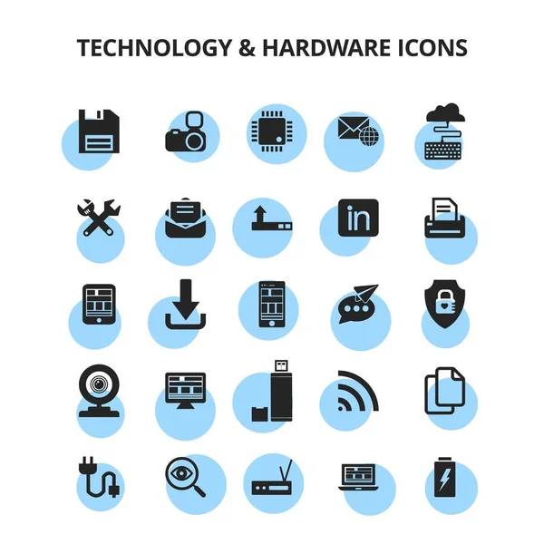 Ícones de tecnologia e hardware — Vetor de Stock