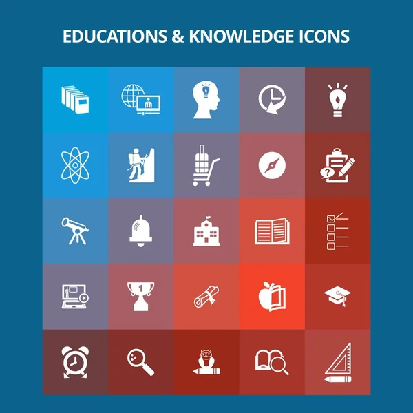 Conjunto de iconos de la educación y el conocimiento — Vector de stock