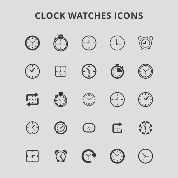Set clock horloges pictogrammen — Stockvector