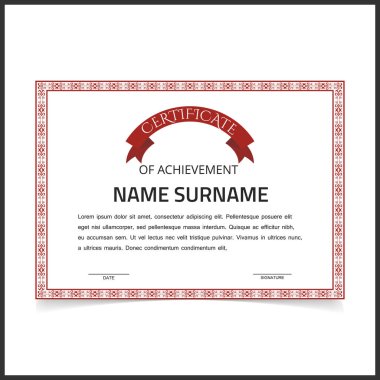 Kırmızı tasarım kenarlıklı sertifika şablonu