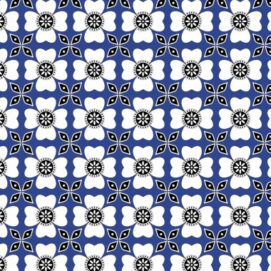 Blue Sindhi Ajrak Pattern  clipart