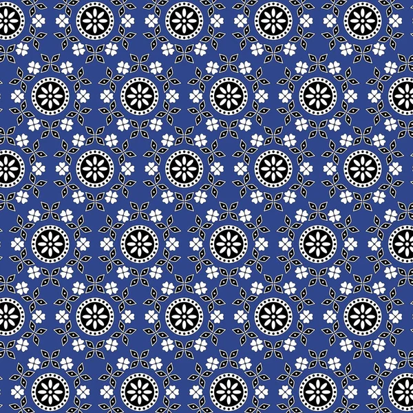 Padrão azul Sindhi Ajrak —  Vetores de Stock