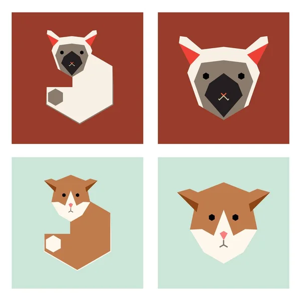 Conjunto de iconos poligónicos de color animal — Vector de stock