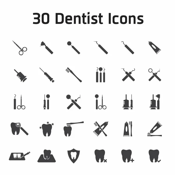 Icônes de dentiste plat — Image vectorielle