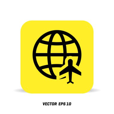 Seyahat Dünya ve uçak simgesi
