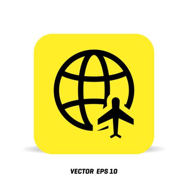 Seyahat Dünya ve uçak simgesi