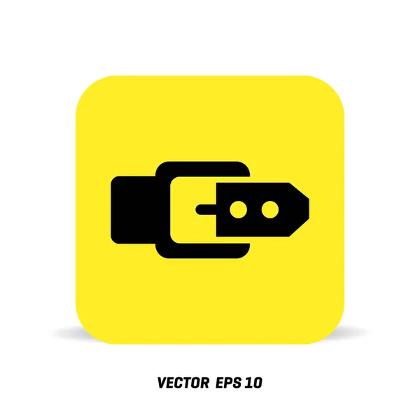 Icono de cinturón en amarillo — Vector de stock