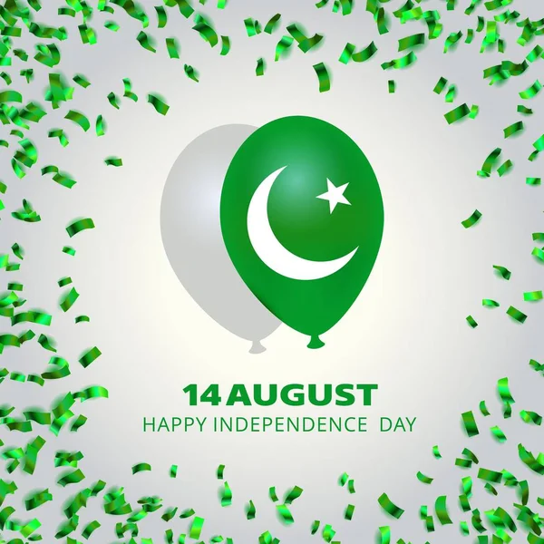 Pakistan vlag op de ballon voor Independence Day — Stockvector