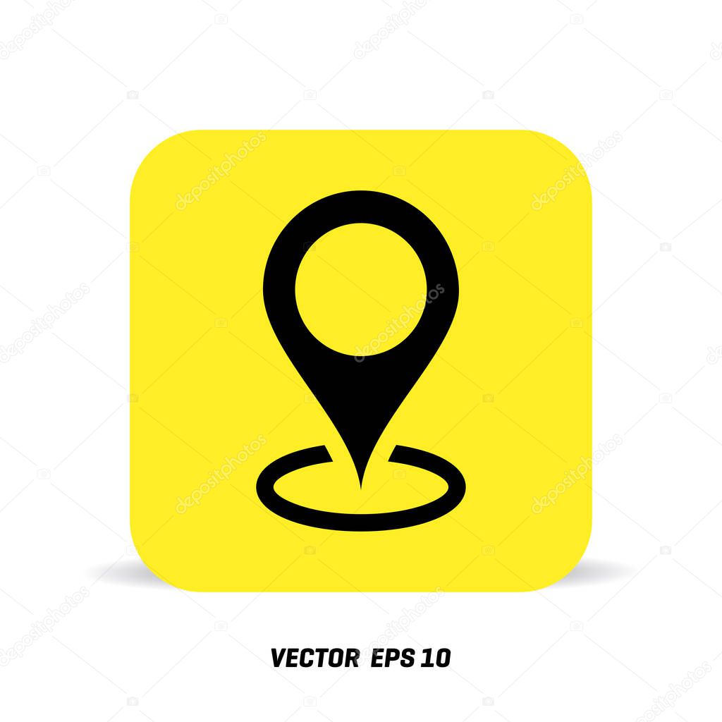 Map pointer icon on yellow