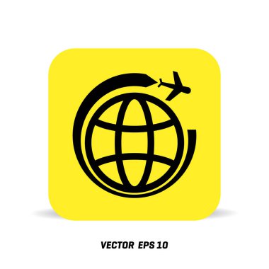 Seyahat Dünya ve uçak simgesi