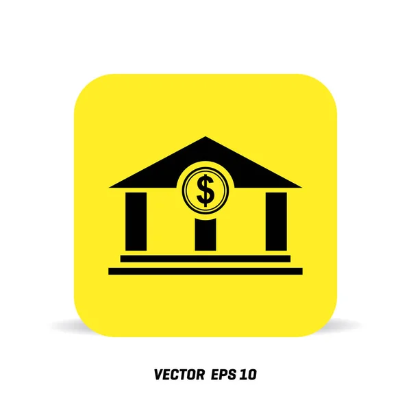 Bank icon on yellow — Stock Vector