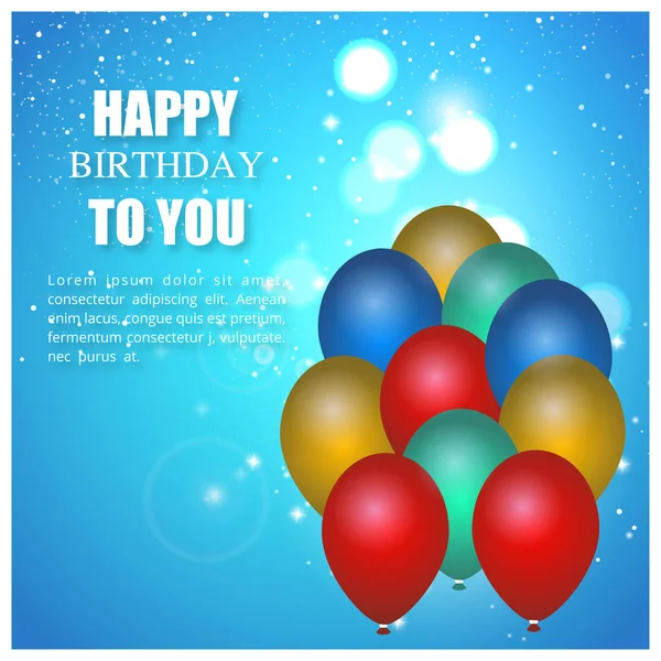 Feliz cumpleaños y tarjeta de felicitación de globos — Vector de stock