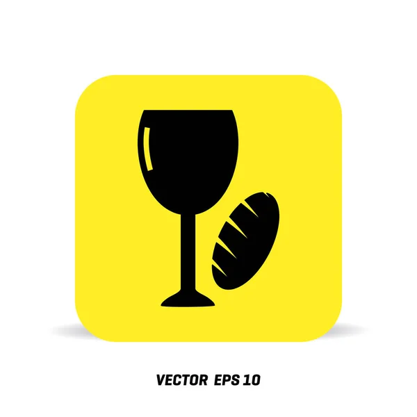 Pan de comunión y vino icono — Vector de stock