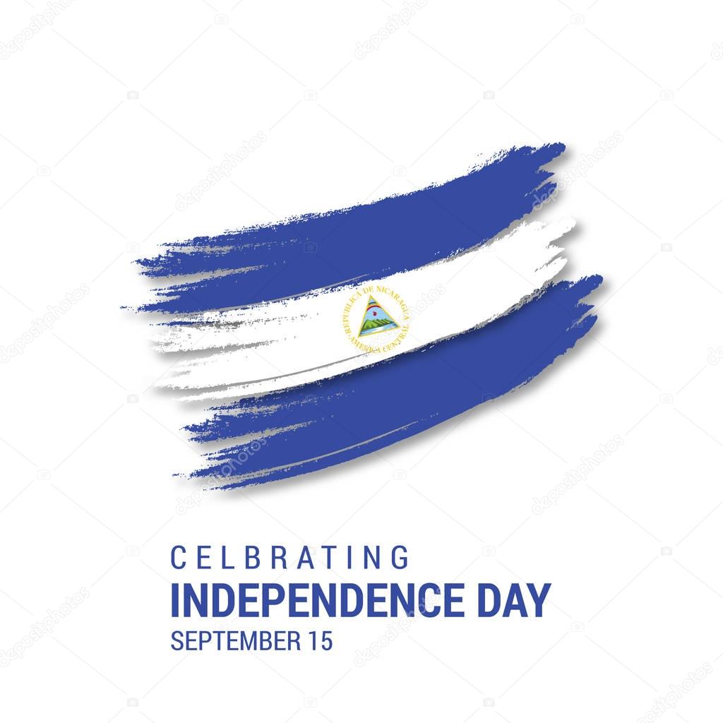Nicaragua Brush Stroke national flag logo with lettering Celebrating Independence Day