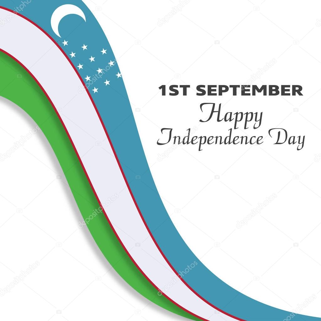 Uzbekistan Independence Day card with Country Flag in Brush Style