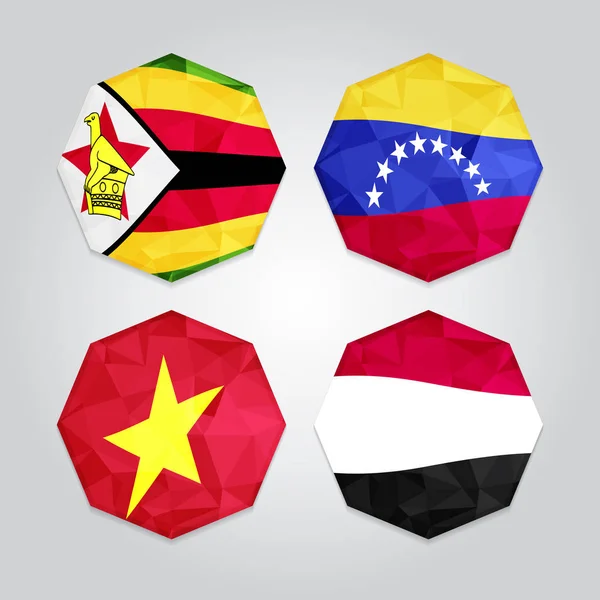 Neue polygonale Flaggen — Stockvektor