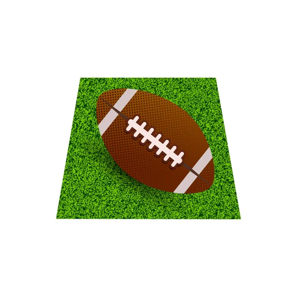 Rugby ball on field of stadium — Stock Vector