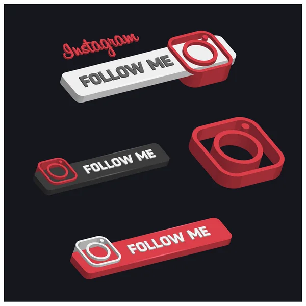 3d instagram folge mir button — Stockvektor