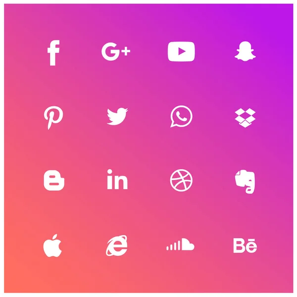 Conjunto de iconos de redes sociales — Vector de stock