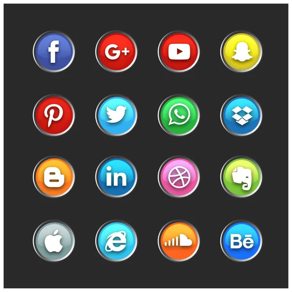 Iconenset voor sociale media — Stockvector