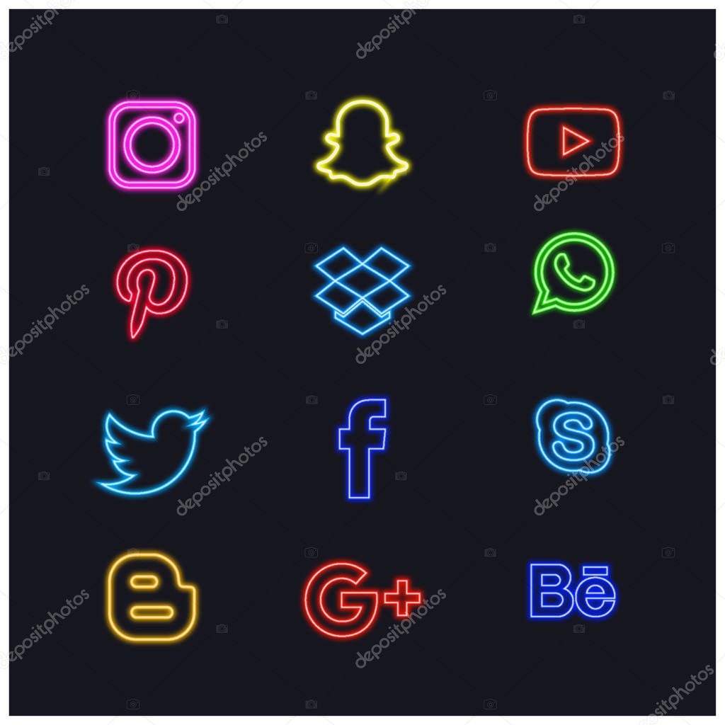 Social Media Icon set, vector, illustration